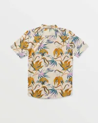 Men's Brainmelter Floral Short Sleeve Shirt(Dirty White,XXL)