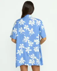Women's Coco Ho Short Sleeve Cover Up(Deep Water,XL)
