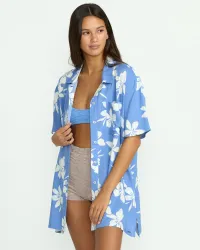 Women's Coco Ho Short Sleeve Cover Up(Deep Water,XL)