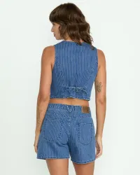 Women's Stoned Boyfriend Vest(Stripe,XL)