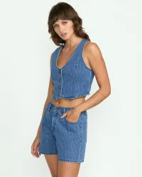 Women's Stoned Boyfriend Vest(Stripe,XL)