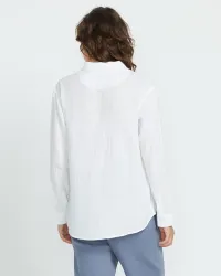 Women's Lil Button Up Long Sleeve Shirt(White,XS)