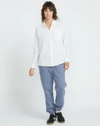 Women's Lil Button Up Long Sleeve Shirt(White,XS)
