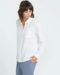 Women's Lil Button Up Long Sleeve Shirt(White,XS)