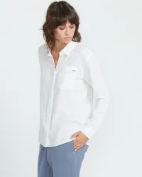 Women's Lil Button Up Long Sleeve Shirt(White,XS)