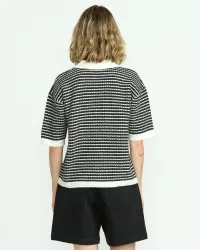 Women's Saltie Stones Cardigan(Black/White,XL)