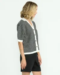 Women's Saltie Stones Cardigan(Black/White,XL)