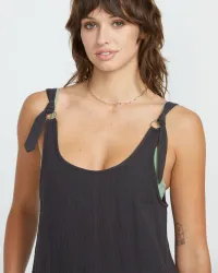 Women's Lil Tie Strap Romper(Vintage Black,XS)