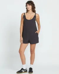 Women's Lil Tie Strap Romper(Vintage Black,XS)