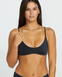 Women's Simply Seamless Crop Bikini Top(Black,XS)